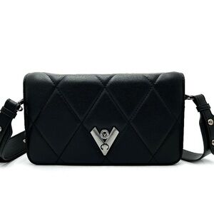 Valentino Orlandi Black Quilted Crossbody Bag